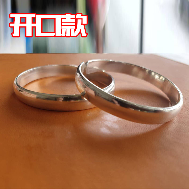 「乡野丫头」 秋子同款|扁条光面素圈 开口款999纯银手镯