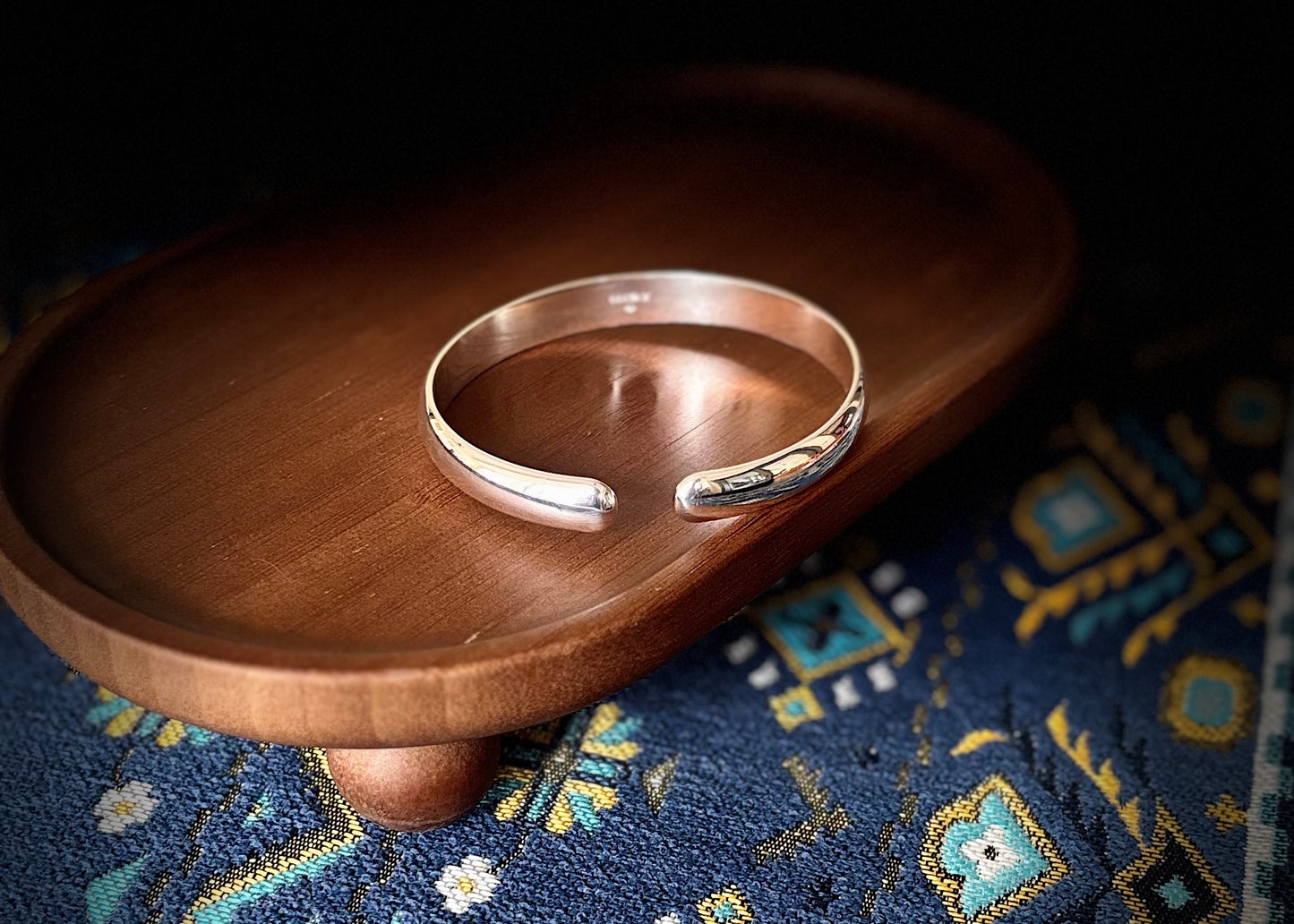 「乡野丫头」  秋子同款|扁条光面素圈 开口款999纯银手镯