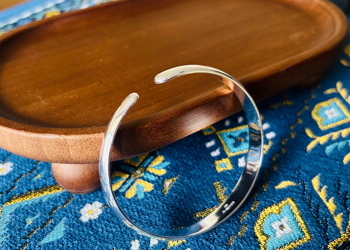 「乡野丫头」  秋子同款|扁条光面素圈 开口款999纯银手镯