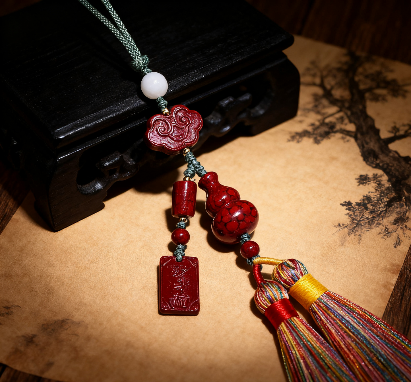 「乡野丫头」移动能量结界|福禄双全车载朱砂挂件