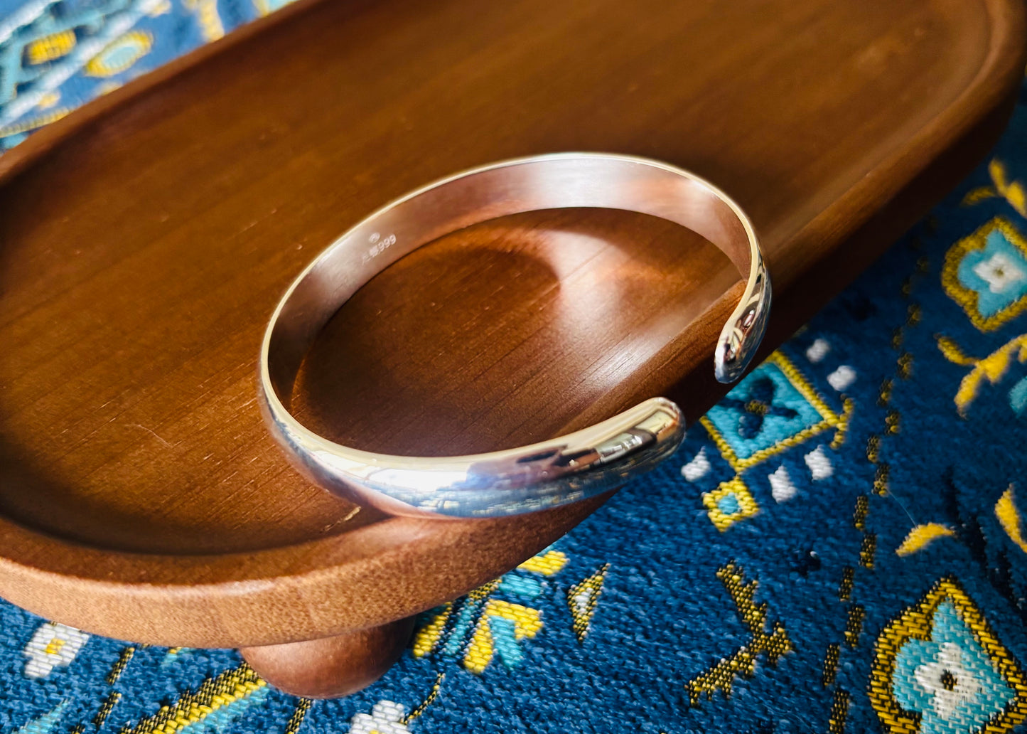 「乡野丫头」  秋子同款|扁条光面素圈 开口款999纯银手镯