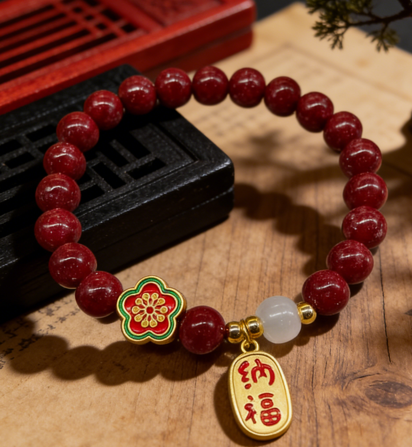 「乡野丫头」纳福金牌富贵花| 8MM全透晶体砂手链