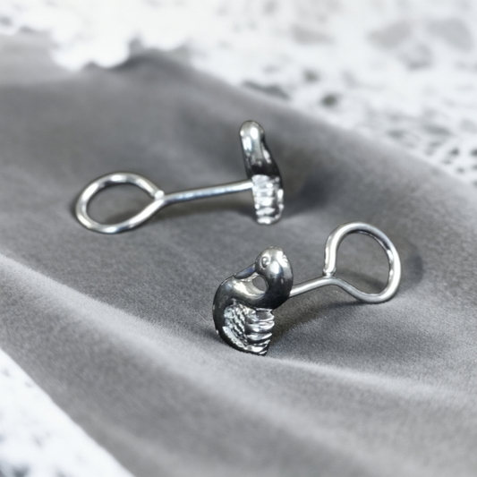 小天鹅耳钉｜栖于耳畔的纯真  【990纯银手工耳钉】