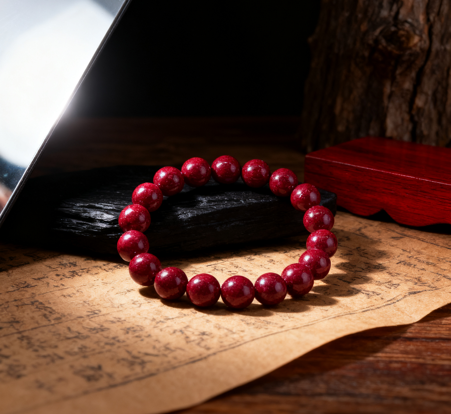 Fortune Gravitational Field Classic 10MM Cinnabar Beads Bracelet 