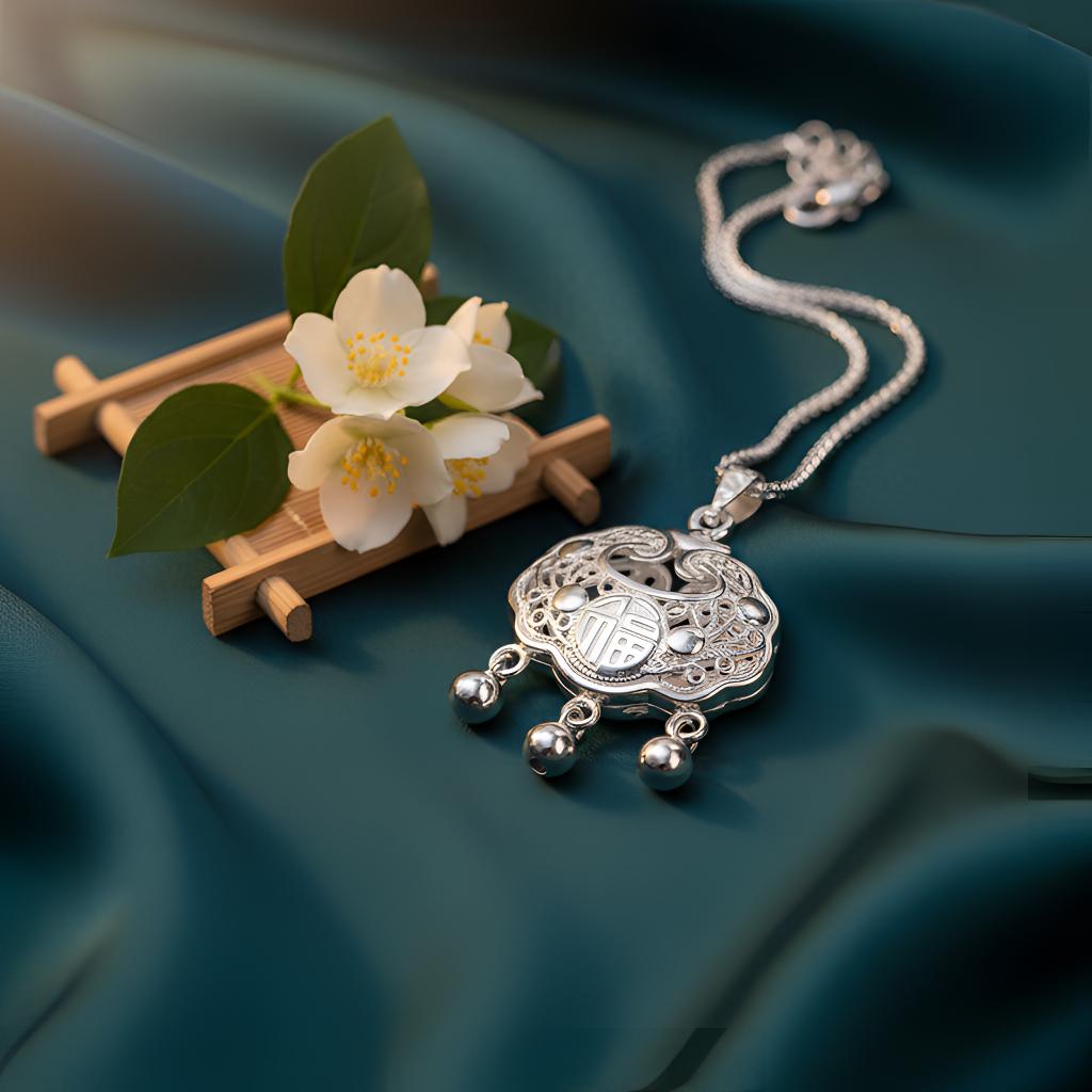 Fortune Lock Silver Necklace 990 handmade silver