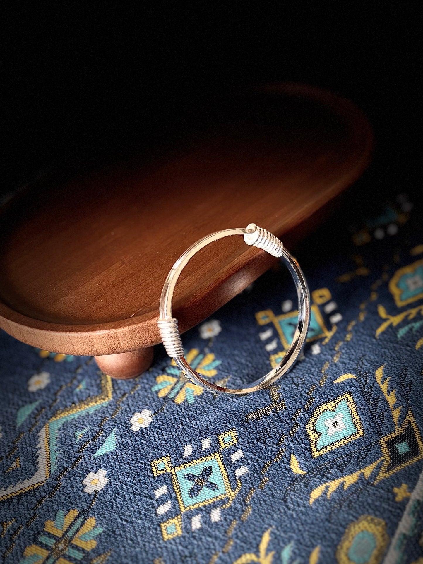 Classic Sterling Silver Bangle Square Shape Adjustable Pure Silver