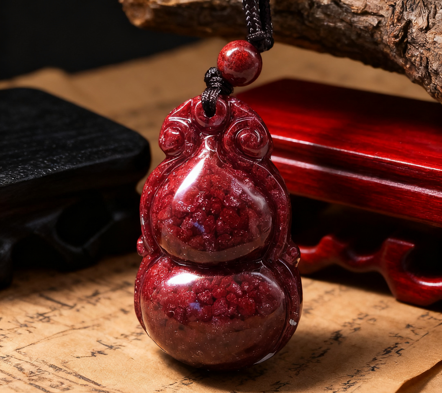 「乡野丫头」福禄葫芦 八方来财添财运 | 全透扁葫芦朱砂吊坠