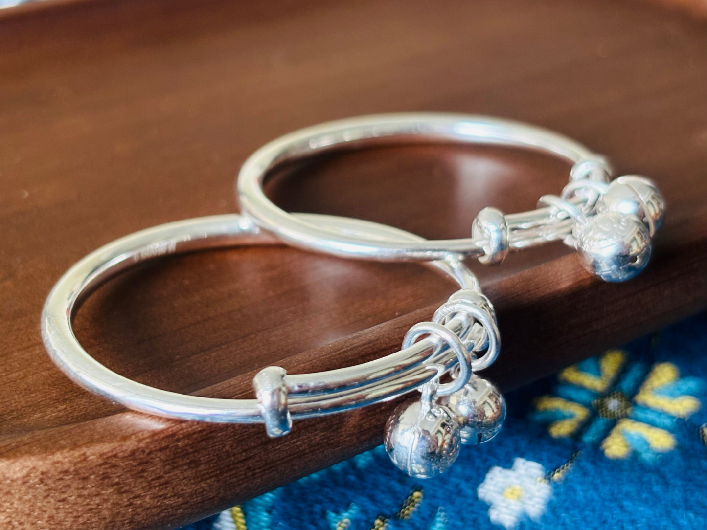 Adjustable Pure Silver Bangles ｜Kids Blessing 