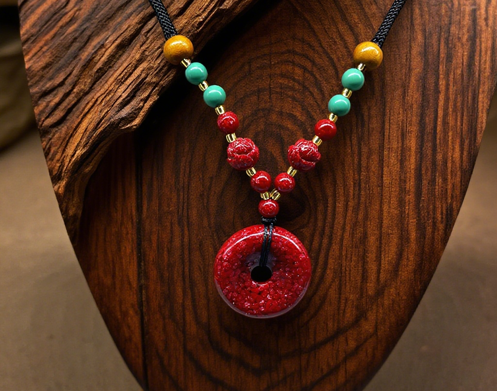 「乡野丫头」平安圆满 美好彩珠好运平安扣 | 全透朱砂平安扣吊坠