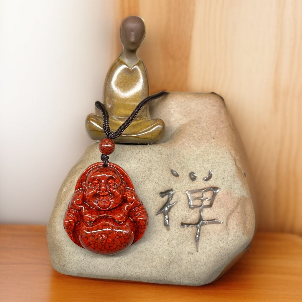 「乡野丫头」笑口常开 财运自来｜大肚弥勒朱砂吊坠