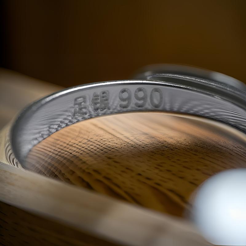 鑽花碎冰冰戒指 990純銀手工戒指 開口款