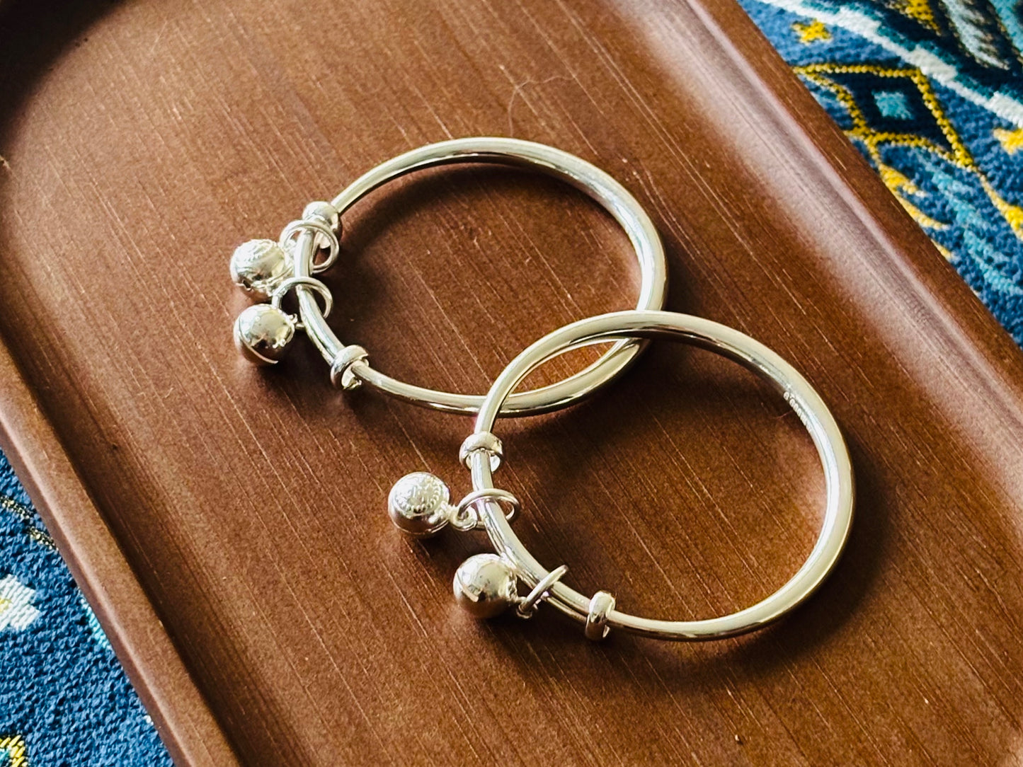 Adjustable Pure Silver Bangles ｜Kids Blessing 