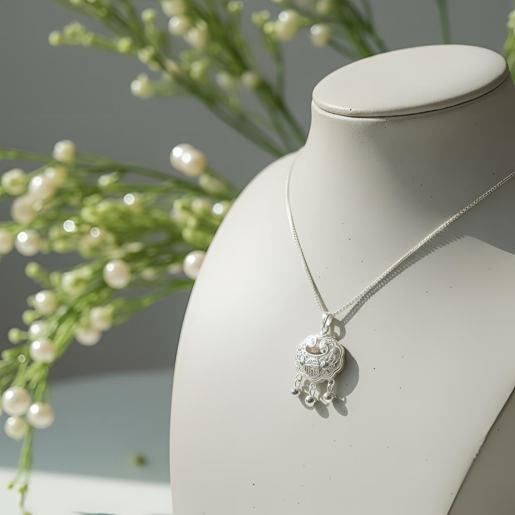 Fortune Lock Silver Necklace 990 handmade silver