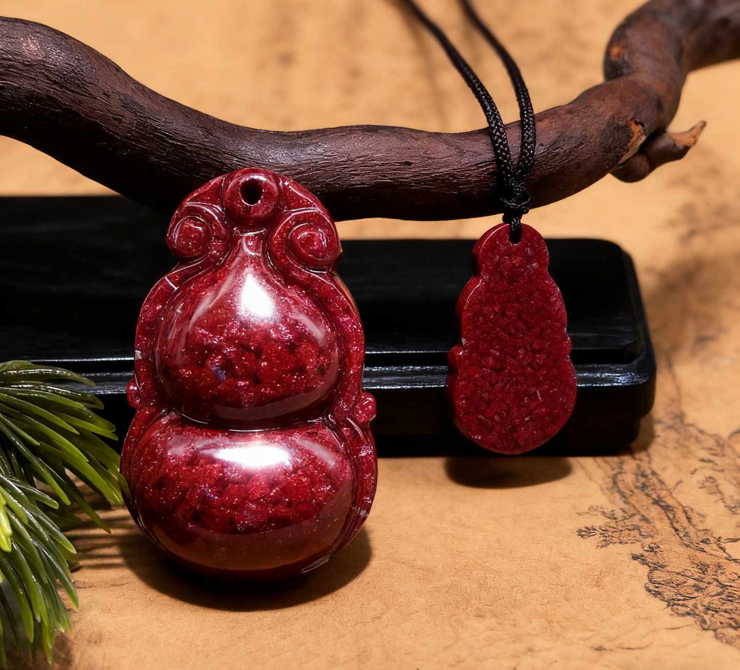 「乡野丫头」福禄葫芦 八方来财添财运 | 全透扁葫芦朱砂吊坠