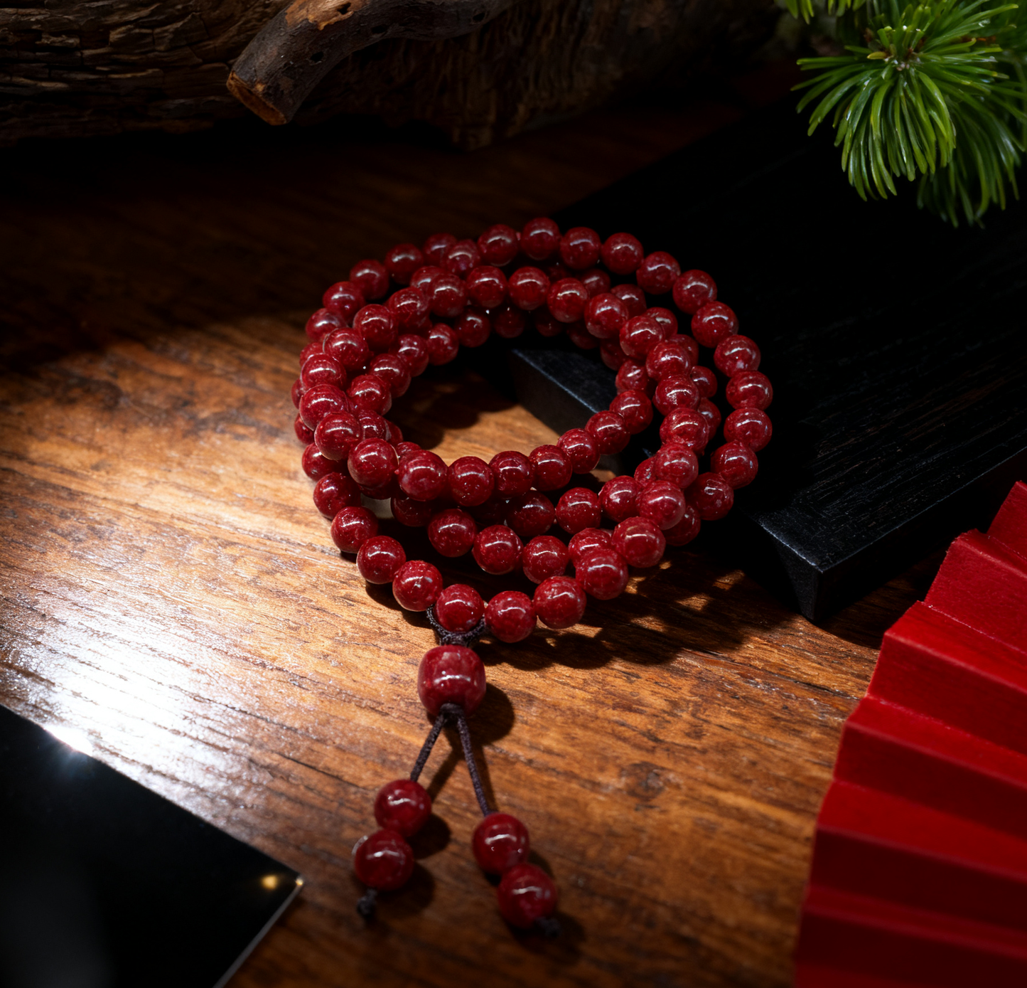 「乡野丫头」三生万物 永恒能量回廊 | 全透6MM三圈桶珠朱砂手串