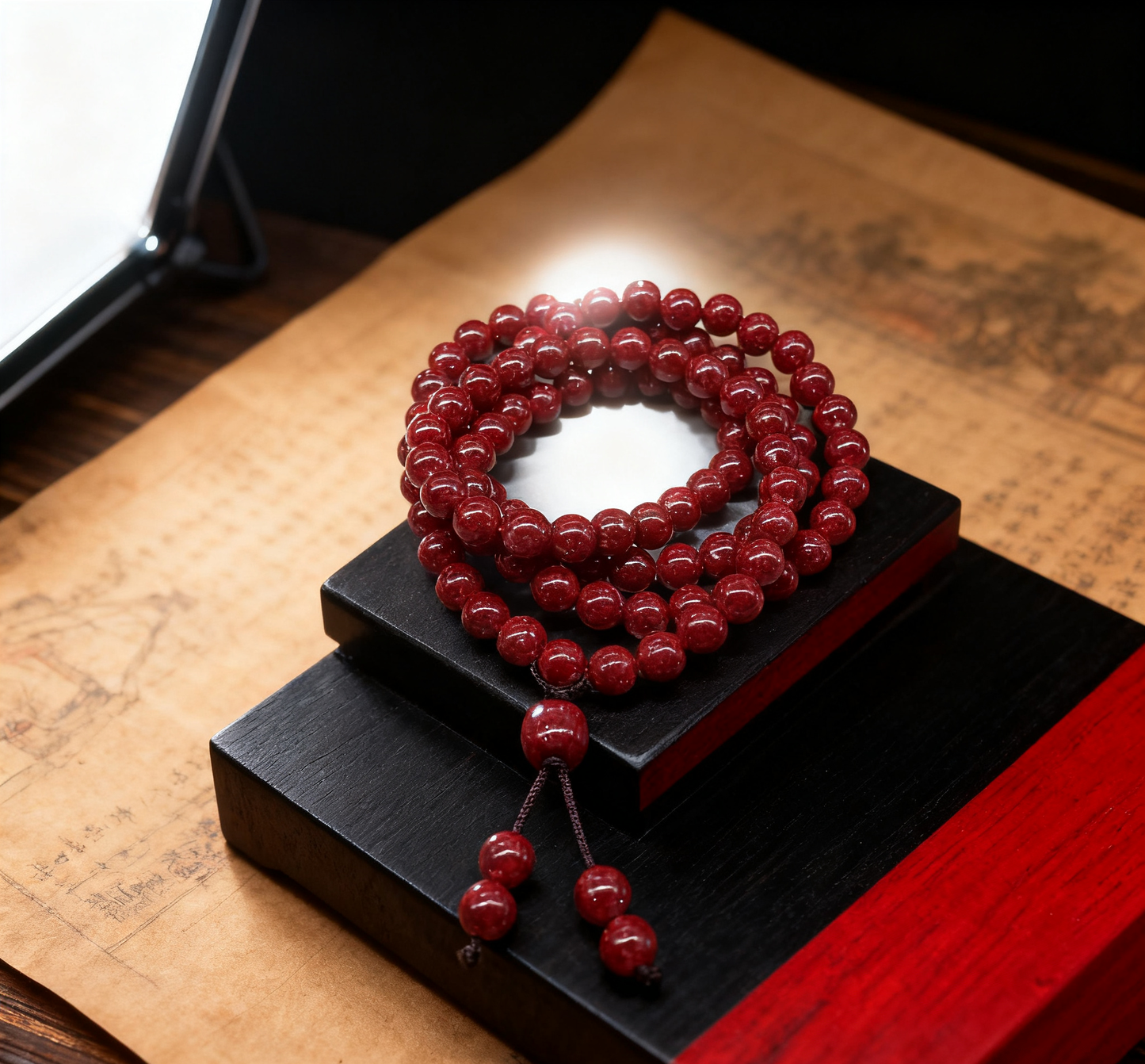 「乡野丫头」三生万物 永恒能量回廊 | 全透6MM三圈桶珠朱砂手串