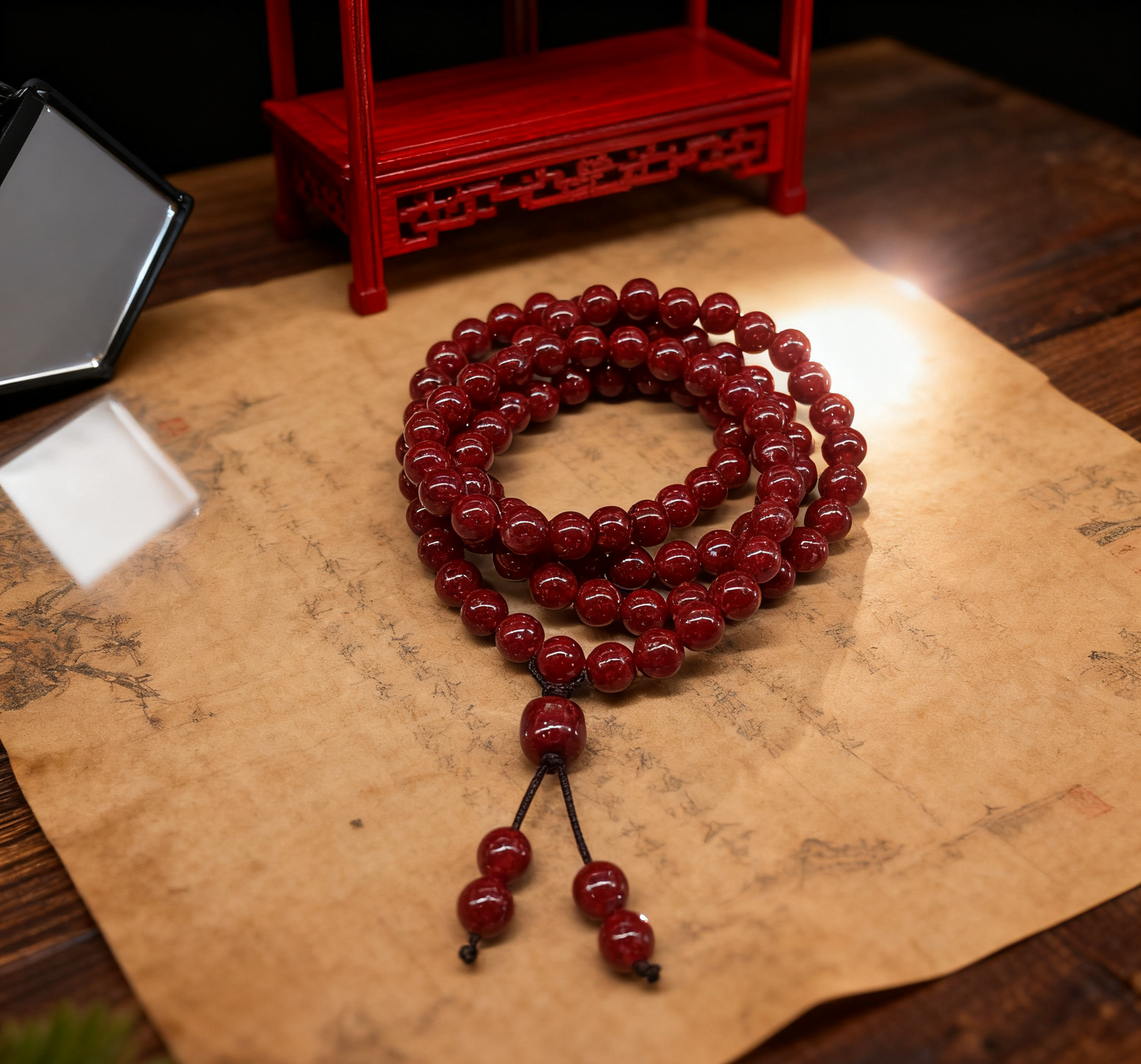 「乡野丫头」三生万物 永恒能量回廊 | 全透6MM三圈桶珠朱砂手串