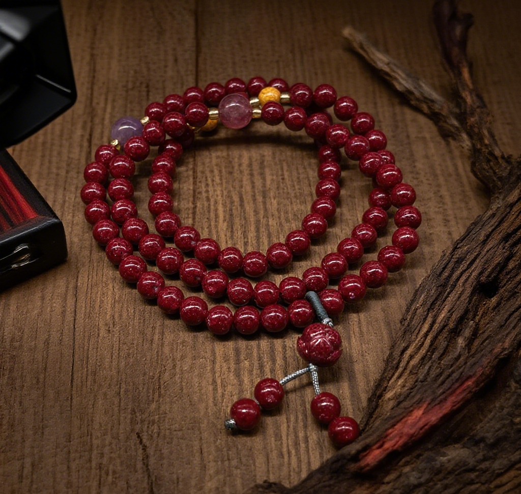 「乡野丫头」三重守护 锁定正缘 | 全透6MM草莓晶莲花朱砂手串