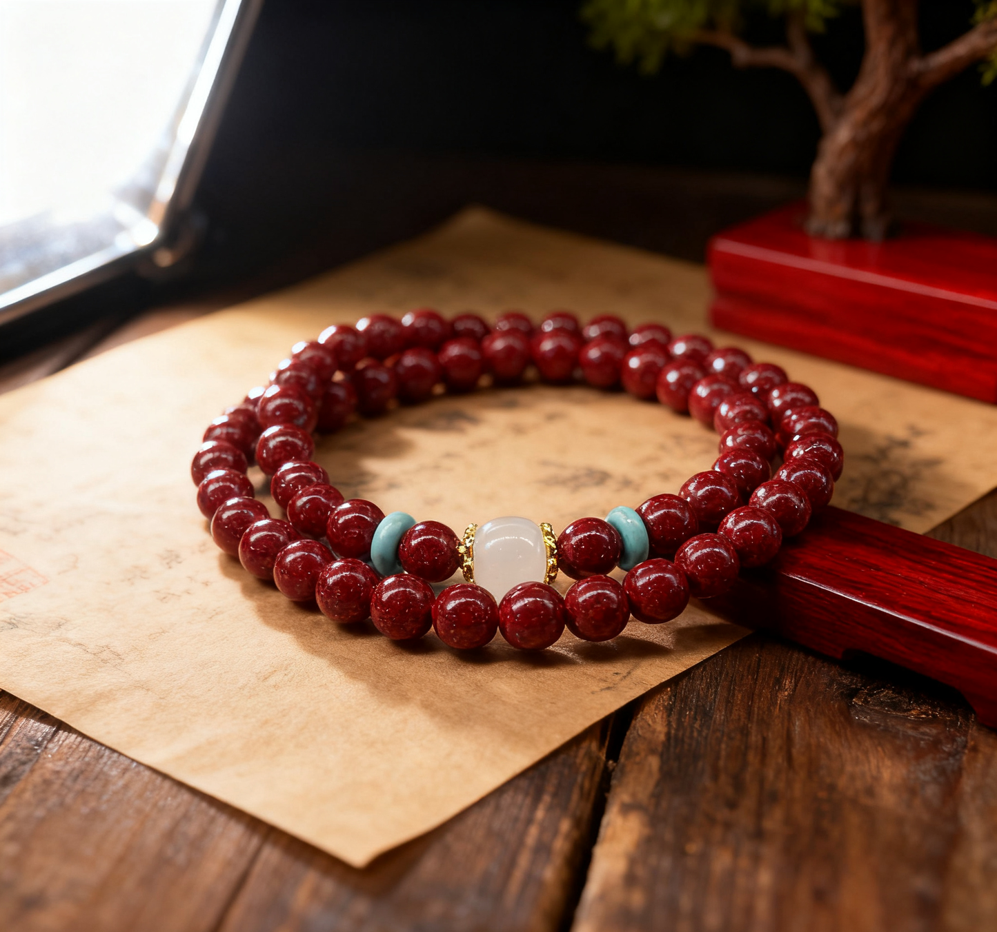 「乡野丫头」灵性净化结界 | 6MM月光白双圈全透晶体砂手链