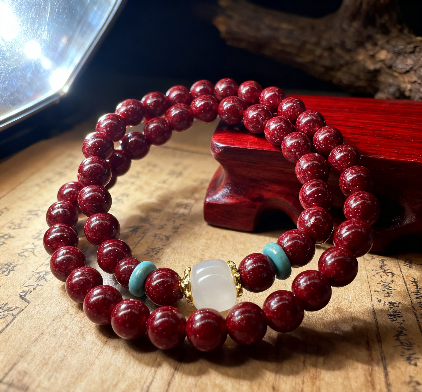 「乡野丫头」灵性净化结界 | 6MM月光白双圈全透晶体砂手链