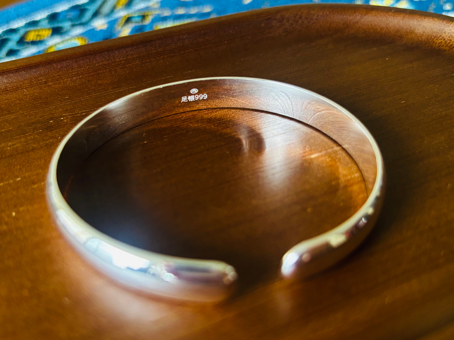 「乡野丫头」  秋子同款｜扁条光面素圈 开口款999纯银手镯