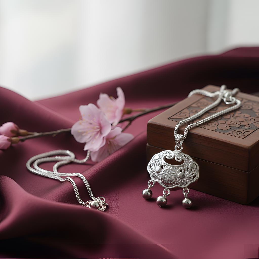 Fortune Lock Silver Necklace 990 handmade silver