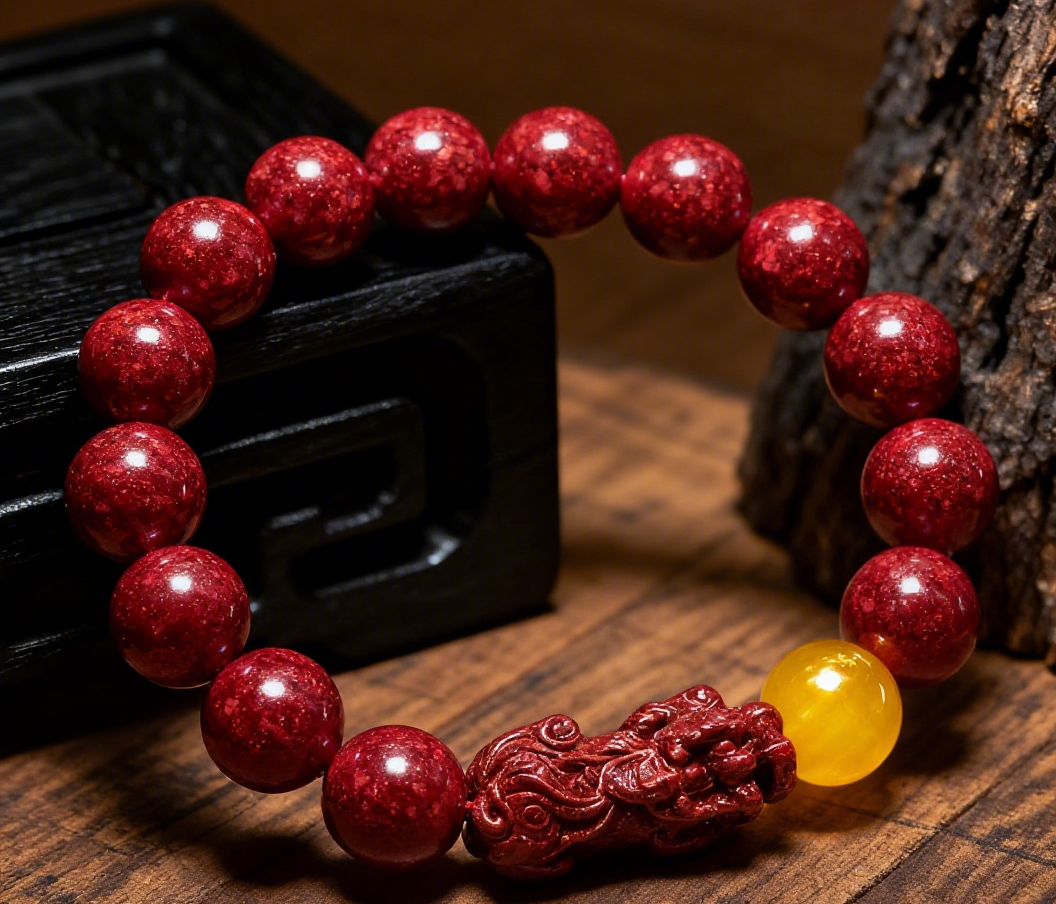 Wealth Beast 8-10-12MM Cinnabar Beads Bracelet 
