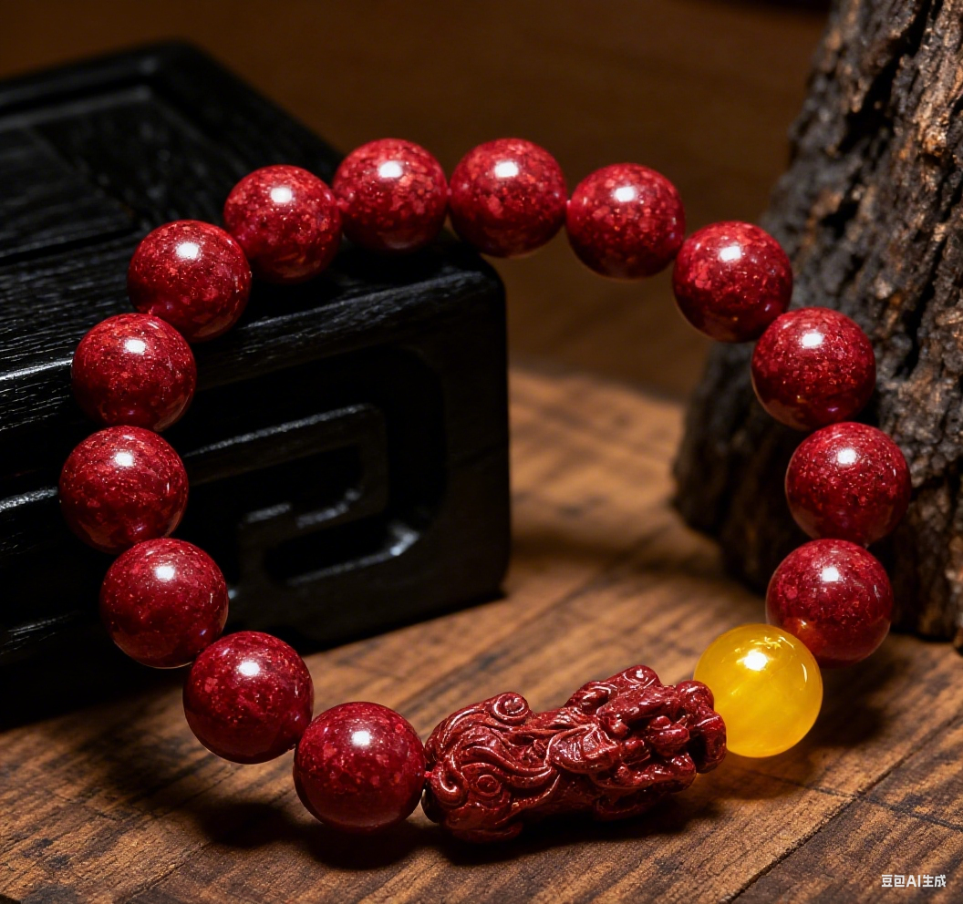Wealth Beast 8-10-12MM Cinnabar Beads Bracelet 
