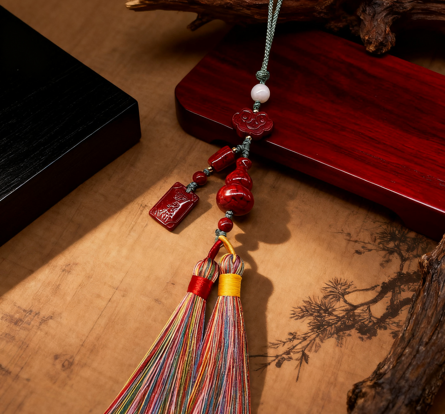 「乡野丫头」移动能量结界｜福禄双全车载朱砂挂件